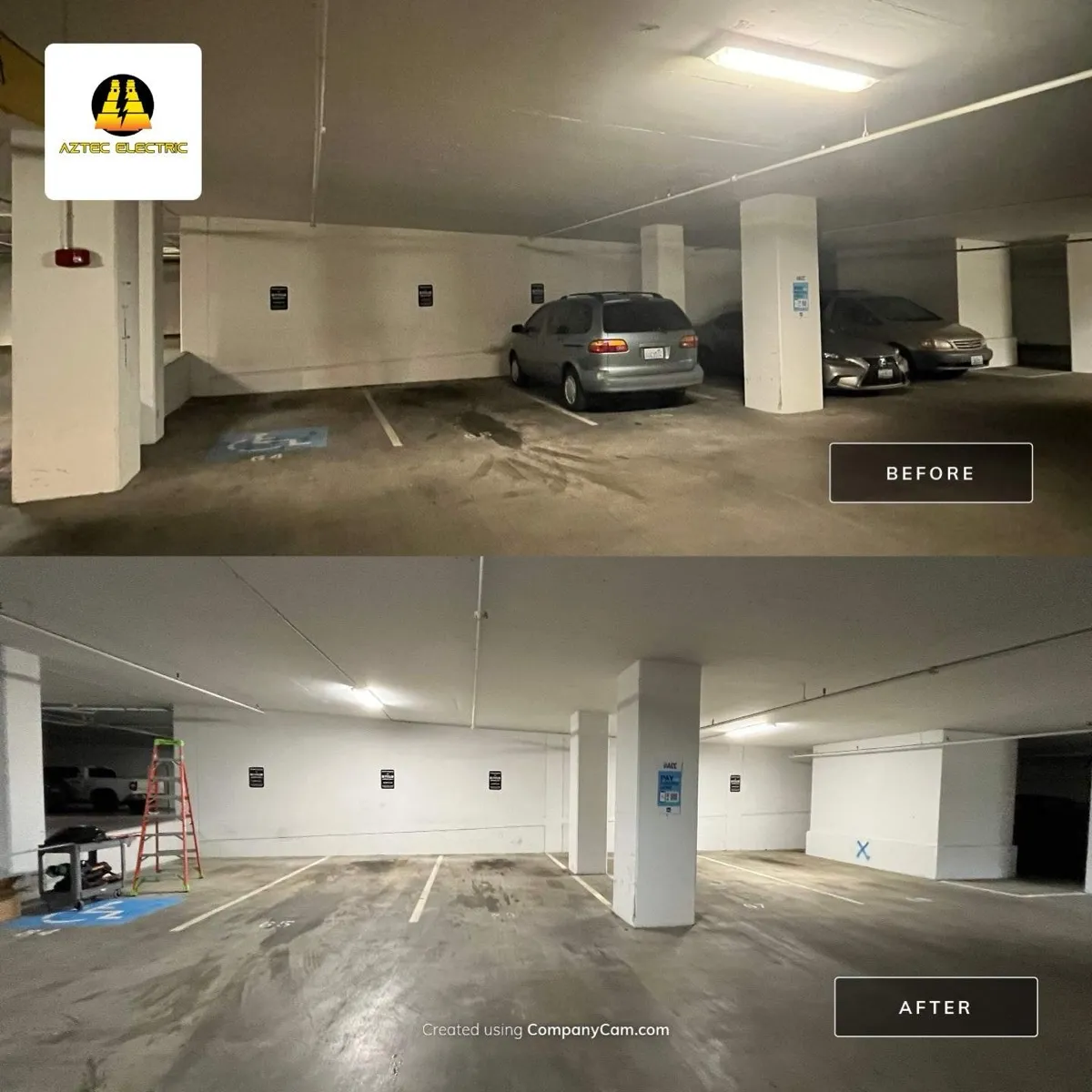 Parking garage lighting retrofit completed by Aztec Electric